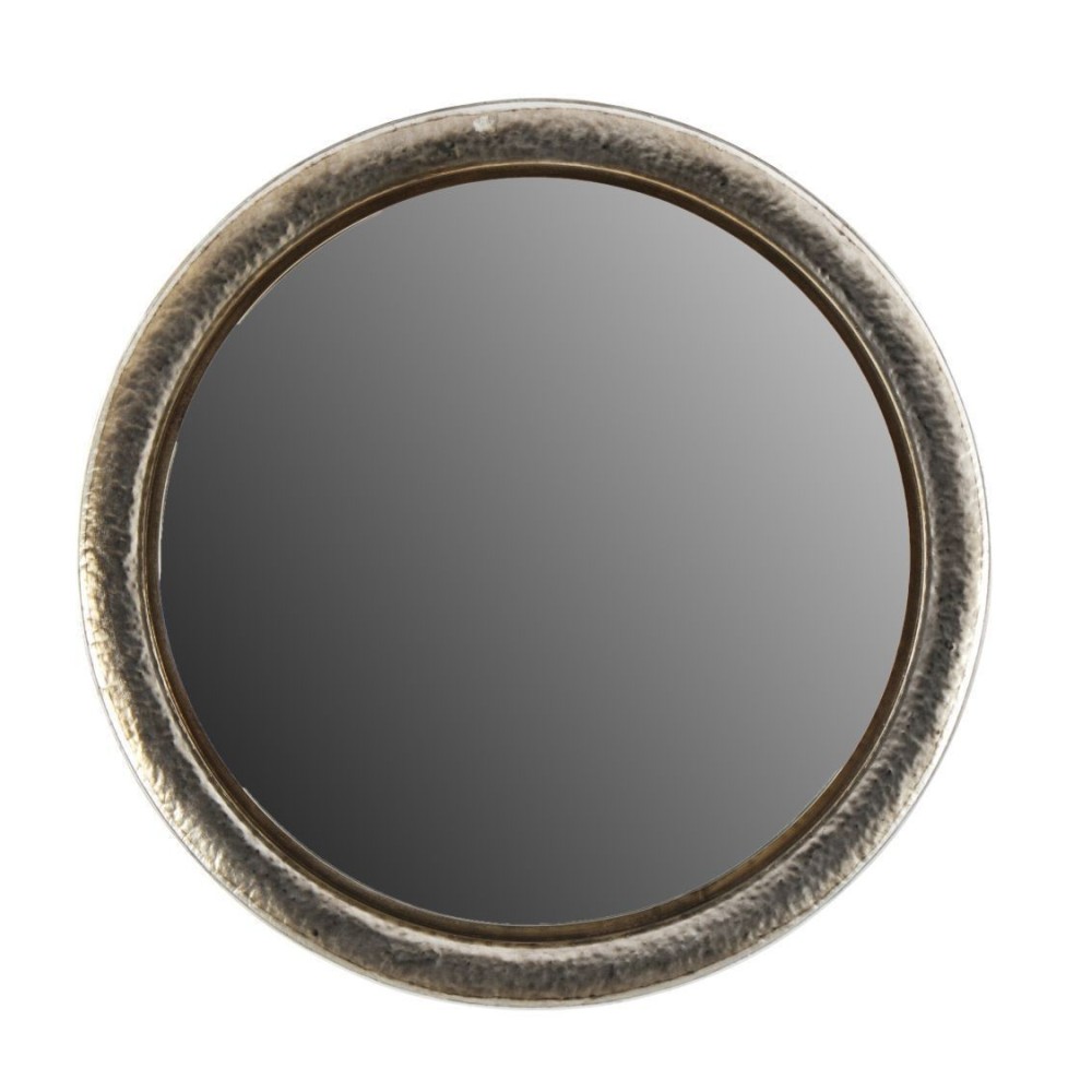 Miroir rond doré martelé