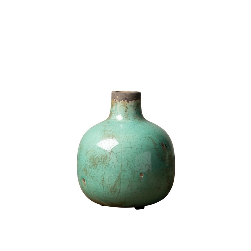 Vase bouteille rond turquoise