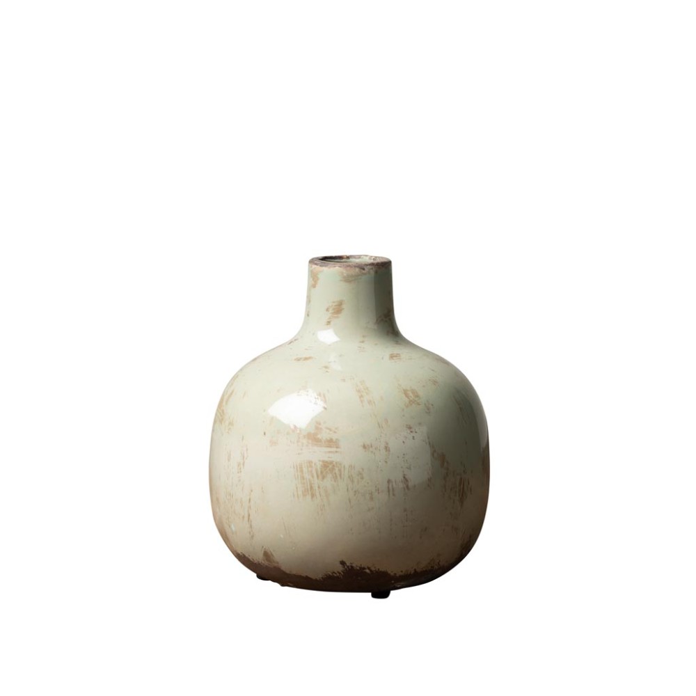 Vase bouteille rond vert de gris