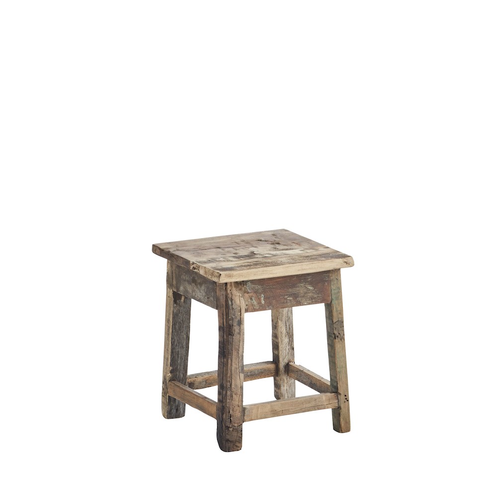 Petit tabouret en bois recyclé