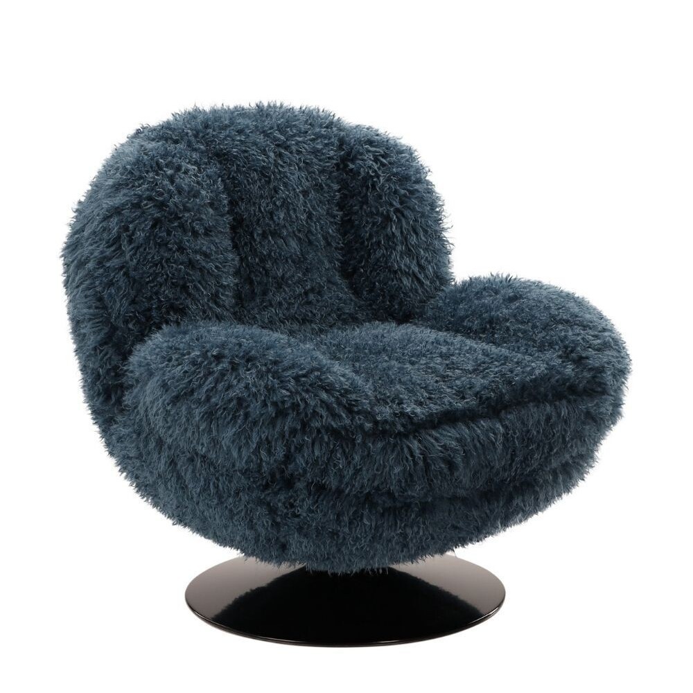 Fauteuil Memento fourrure bleu