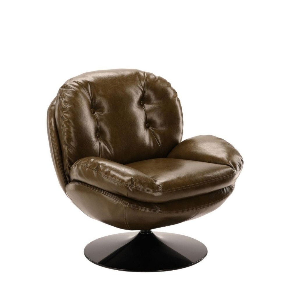 Fauteuil Memento simili cuir Kaki